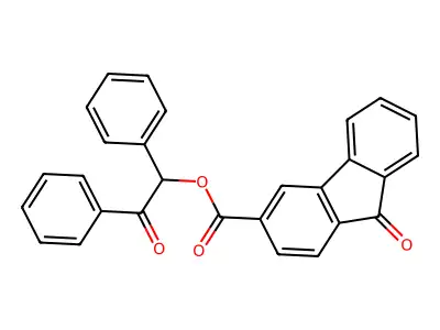 2-oxo-1,2-diphenylethyl 9-oxo-9H-fluorene-3-carboxylate structure