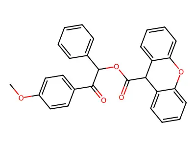 2-(4-methoxyphenyl)-2-oxo-1-phenylethyl 9H-xanthene-9-carboxylate structure