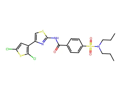 N-[4-(2,5-dichlorothiophen-3-yl)-1,3-thiazol-2-yl]-4-(dipropylsulfamoyl)benzamide structure
