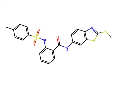 2-(4-methylphenylsulfonamido)-N-(2-(methylthio)benzo[d]thiazol-6-yl)benzamide structure