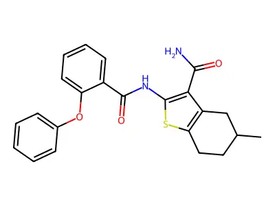 5-METHYL-2-(2-PHENOXYBENZAMIDO)-4,5,6,7-TETRAHYDRO-1-BENZOTHIOPHENE-3-CARBOXAMIDE structure