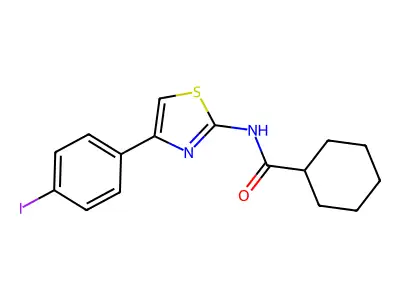 N-[4-(4-iodophenyl)-1,3-thiazol-2-yl]cyclohexanecarboxamide structure