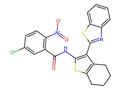 N-[3-(1,3-benzothiazol-2-yl)-4,5,6,7-tetrahydro-1-benzothiophen-2-yl]-5-chloro-2-nitrobenzamide structure