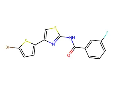 N-[4-(5-bromothiophen-2-yl)-1,3-thiazol-2-yl]-3-fluorobenzamide structure