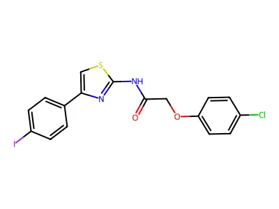 2-(4-chlorophenoxy)-N-[4-(4-iodophenyl)-1,3-thiazol-2-yl]acetamide structure