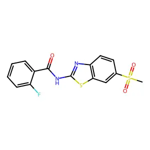 2-fluoro-N-(6-(methylsulfonyl)benzo[d]thiazol-2-yl)benzamide structure