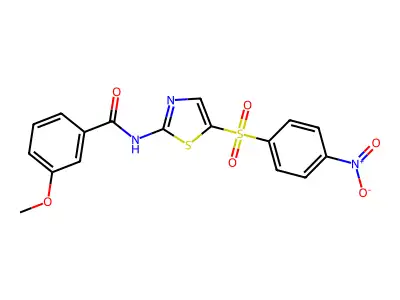3-methoxy-N-(5-((4-nitrophenyl)sulfonyl)thiazol-2-yl)benzamide structure