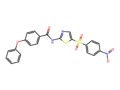 N-(5-((4-nitrophenyl)sulfonyl)thiazol-2-yl)-4-phenoxybenzamide structure
