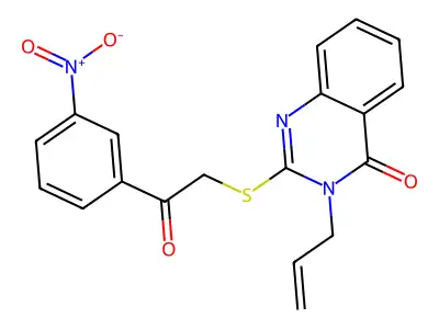 3-allyl-2-((2-(3-nitrophenyl)-2-oxoethyl)thio)quinazolin-4(3H)-one structure