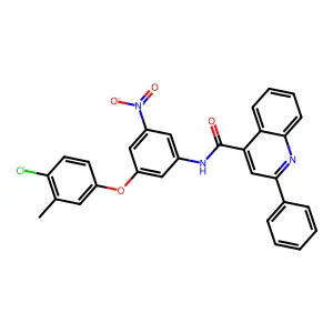 N-[3-(4-chloro-3-methylphenoxy)-5-nitrophenyl]-2-phenylquinoline-4-carboxamide structure