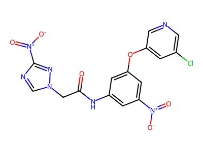 N-[3-(5-chloropyridin-3-yl)oxy-5-nitrophenyl]-2-(3-nitro-1,2,4-triazol-1-yl)acetamide structure