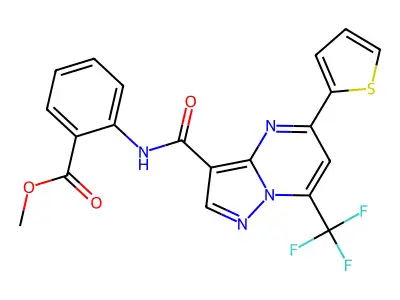 methyl 2-({[5-(thiophen-2-yl)-7-(trifluoromethyl)pyrazolo[1,5-a]pyrimidin-3-yl]carbonyl}amino)benzoate structure