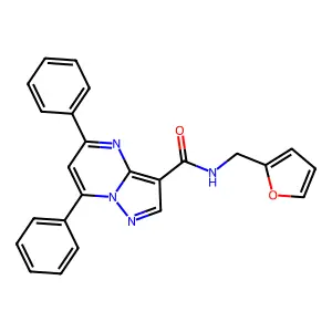 N-(furan-2-ylmethyl)-5,7-diphenylpyrazolo[1,5-a]pyrimidine-3-carboxamide structure