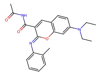 (2Z)-N-acetyl-7-(diethylamino)-2-[(2-methylphenyl)imino]-2H-chromene-3-carboxamide structure