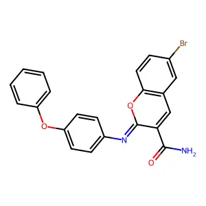 (Z)-6-bromo-2-((4-phenoxyphenyl)imino)-2H-chromene-3-carboxamide structure