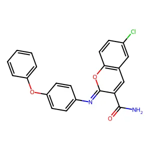 6-Chloro-2-(4-phenoxyphenyl)iminochromene-3-carboxamide structure