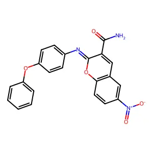 (2Z)-6-nitro-2-[(4-phenoxyphenyl)imino]-2H-chromene-3-carboxamide structure