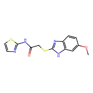 2-[(6-methoxy-1H-benzimidazol-2-yl)thio]-N-1,3-thiazol-2-ylacetamide structure