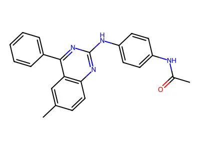 N-{4-[(6-methyl-4-phenylquinazolin-2-yl)amino]phenyl}acetamide structure