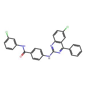 N-(3-chlorophenyl)-4-[(6-chloro-4-phenylquinazolin-2-yl)amino]benzamide structure