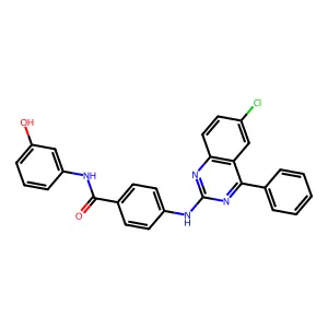 4-[(6-chloro-4-phenylquinazolin-2-yl)amino]-N-(3-hydroxyphenyl)benzamide structure