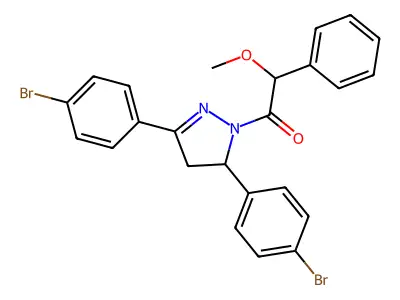 1-[3,5-Bis(4-bromophenyl)-3,4-dihydropyrazol-2-yl]-2-methoxy-2-phenylethanone structure