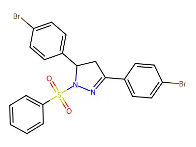3,5-bis(4-bromophenyl)-1-(phenylsulfonyl)-4,5-dihydro-1H-pyrazole structure