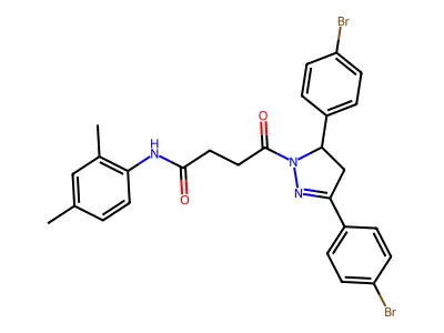4-[3,5-bis(4-bromophenyl)-4,5-dihydro-1H-pyrazol-1-yl]-N-(2,4-dimethylphenyl)-4-oxobutanamide structure