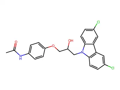 N-{4-[3-(3,6-dichloro-9H-carbazol-9-yl)-2-hydroxypropoxy]phenyl}acetamide structure
