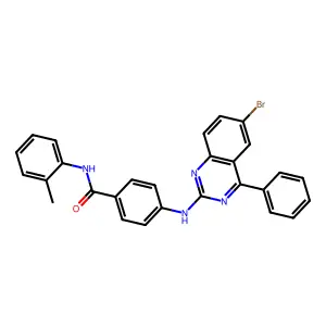 4-[(6-bromo-4-phenylquinazolin-2-yl)amino]-N-(2-methylphenyl)benzamide structure