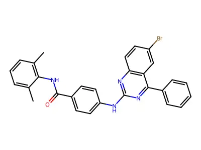 4-[(6-bromo-4-phenylquinazolin-2-yl)amino]-N-(2,6-dimethylphenyl)benzamide structure