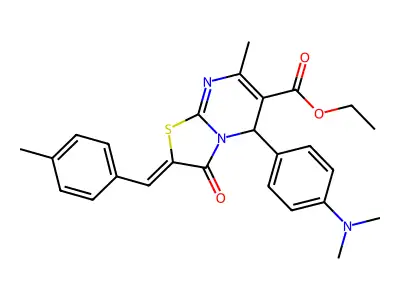 ethyl (2Z)-5-[4-(dimethylamino)phenyl]-7-methyl-2-(4-methylbenzylidene)-3-oxo-2,3-dihydro-5H-[1,3]thiazolo[3,2-a]pyrimidine-6-carboxylate structure