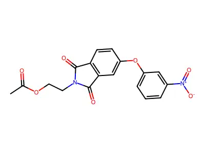 2-[5-(3-nitrophenoxy)-1,3-dioxo-1,3-dihydro-2H-isoindol-2-yl]ethyl acetate structure