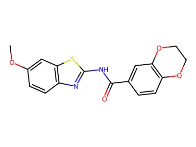 N-(6-methoxy-1,3-benzothiazol-2-yl)-2,3-dihydro-1,4-benzodioxine-6-carboxamide structure