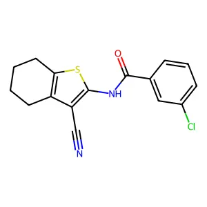 3-chloro-N-(3-cyano-4,5,6,7-tetrahydro-1-benzothiophen-2-yl)benzamide structure