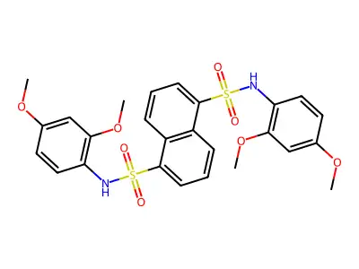N1,N5-bis(2,4-dimethoxyphenyl)naphthalene-1,5-disulfonamide structure