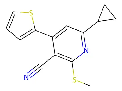 6-Cyclopropyl-2-(methylsulfanyl)-4-(2-thienyl)nicotinonitrile structure