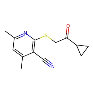 2-[(2-Cyclopropyl-2-oxoethyl)thio]-4,6-dimethyl-3-pyridinecarbonitrile structure