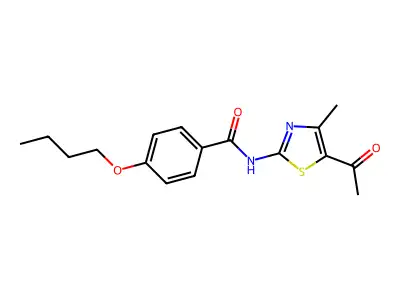 N-(5-acetyl-4-methyl-1,3-thiazol-2-yl)-4-butoxybenzamide structure