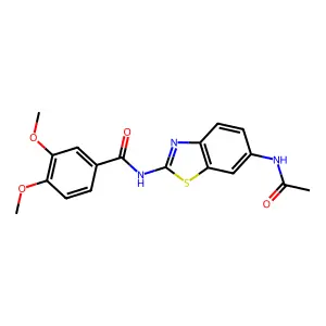 N-(6-acetamido-1,3-benzothiazol-2-yl)-3,4-dimethoxybenzamide structure