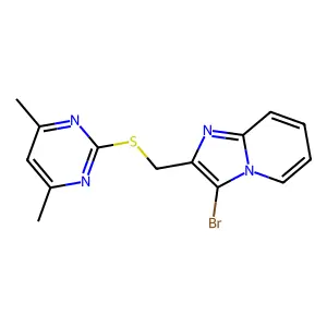 3-Bromo-2-(((4,6-dimethylpyrimidin-2-yl)thio)methyl)imidazo[1,2-a]pyridine structure