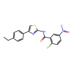 2-chloro-N-[4-(4-ethylphenyl)-1,3-thiazol-2-yl]-5-nitrobenzamide structure
