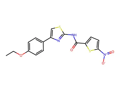 N-[4-(4-ethoxyphenyl)-1,3-thiazol-2-yl]-5-nitrothiophene-2-carboxamide structure