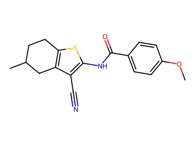 N-(3-cyano-5-methyl-4,5,6,7-tetrahydro-1-benzothiophen-2-yl)-4-methoxybenzamide structure