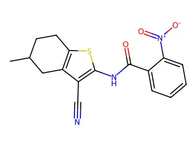 N-(3-cyano-5-methyl-4,5,6,7-tetrahydro-1-benzothiophen-2-yl)-2-nitrobenzamide structure