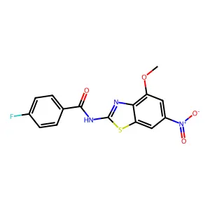 4-fluoro-N-(4-methoxy-6-nitro-1,3-benzothiazol-2-yl)benzamide structure