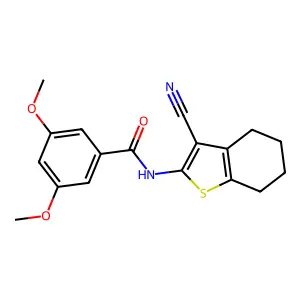 N-(3-cyano-4,5,6,7-tetrahydro-1-benzothiophen-2-yl)-3,5-dimethoxybenzamide structure