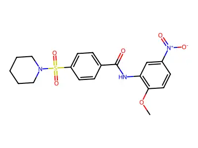 N-(2-methoxy-5-nitrophenyl)-4-(piperidine-1-sulfonyl)benzamide structure