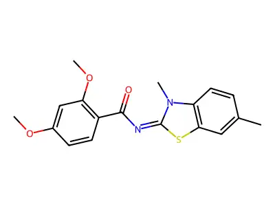N-(3,6-dimethyl-1,3-benzothiazol-2-ylidene)-2,4-dimethoxybenzamide structure