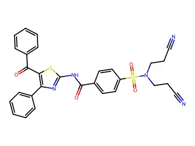 N-(5-benzoyl-4-phenyl-1,3-thiazol-2-yl)-4-[bis(2-cyanoethyl)sulfamoyl]benzamide structure
